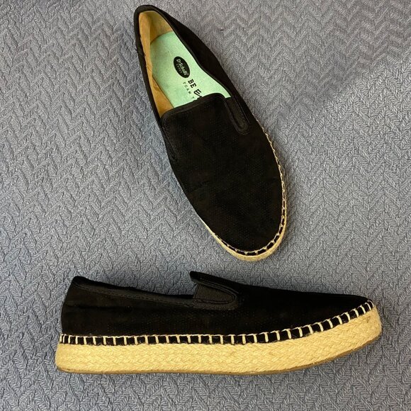Dr. Scholl's Shoes - Dr. Scholls Womens Black Suede Espadrilles Slip-On Shoes 7.5M Foam Sole Far Out